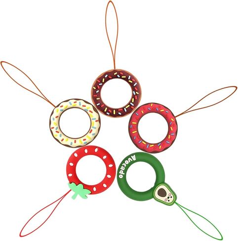 Innoc الحبل الاصبع حزام حلقة حزام 5 قطع الهاتف الحبل قبضة حامل لطيف الكعك سيليكون صغير قصير الحبل للهاتف/USB/MP3/مفتاح/سلسلة مفاتيح السيارة in Kuwait