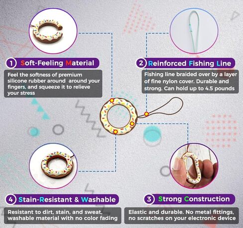 Innoc الحبل الاصبع حزام حلقة حزام 5 قطع الهاتف الحبل قبضة حامل لطيف الكعك سيليكون صغير قصير الحبل للهاتف/USB/MP3/مفتاح/سلسلة مفاتيح السيارة in Kuwait