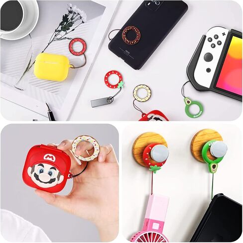 Innoc الحبل الاصبع حزام حلقة حزام 5 قطع الهاتف الحبل قبضة حامل لطيف الكعك سيليكون صغير قصير الحبل للهاتف/USB/MP3/مفتاح/سلسلة مفاتيح السيارة in Kuwait