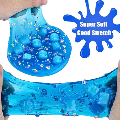 pepape Big Slime Kit, Orange Mango Clear Slime Bucket, Glimmer Crunchy Slime Include 8 Packs of Slime Add-ins, Party Favors for Kids, Stress Relief Toy for Girls and Boys Ages 8-12 in Saudi Arabia