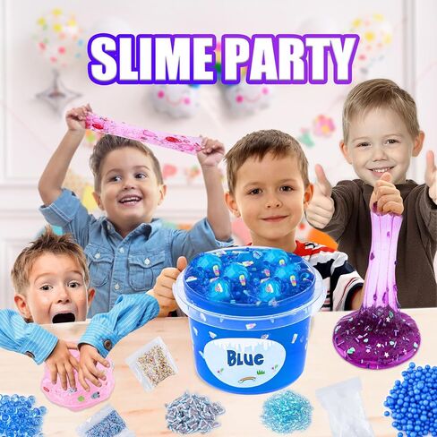 pepape Big Slime Kit, Orange Mango Clear Slime Bucket, Glimmer Crunchy Slime Include 8 Packs of Slime Add-ins, Party Favors for Kids, Stress Relief Toy for Girls and Boys Ages 8-12 in Saudi Arabia