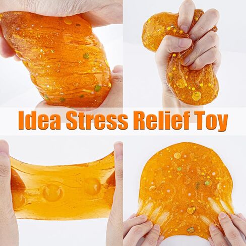 pepape Big Slime Kit, Orange Mango Clear Slime Bucket, Glimmer Crunchy Slime Include 8 Packs of Slime Add-ins, Party Favors for Kids, Stress Relief Toy for Girls and Boys Ages 8-12 in Saudi Arabia