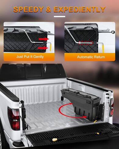 صندوق تخزين سرير الشاحنة من جانب الركاب الأيمن من ROADFAR بديل لفورد لـ F-250 Super Duty لـ F-350 Super Duty Ford لـ F-450 Super Duty 1999-2016 صندوق أدوات سرير الشاحنة بغطاء قابل للقفل بكلمة مرور باللون الأسود in Saudi Arabia