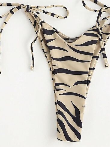 WDIRARA Women's 2 Piece Bikini Sets Zebra Stripe All Over Printed Tie Side Sleeveless Beach Swimsuits in Saudi Arabia