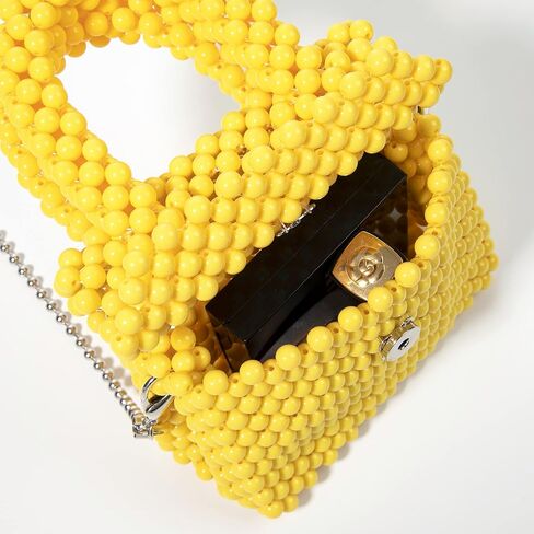 YUSHINY Acrylic Beaded Macaron Color Cube Box Bag Evening Handbag with Detachable Strap Chain in Kuwait