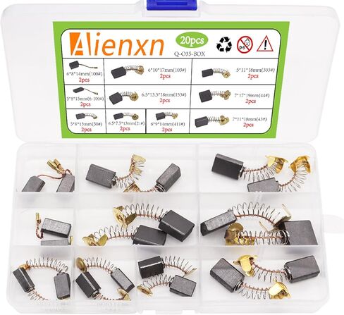 20 قطعة 10 أحجام مختلفة من فرش الكربون للمحرك الكهربائي، مجموعة فرش الكربون للمحرك لاستبدال أدوات الإصلاح الكهربائية Q-035-BOX in Kuwait