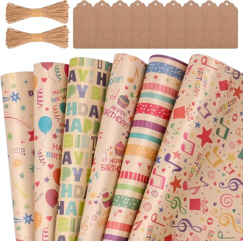 GAOHUI Birthday Wrapping Paper, Rainbow Gradient Colour Gift Wrapping Paper with 1 Double-Sided Tape, Gift Wrap for Mother Day, Valentine Day, Party, Birthday for Women And Girls 27.6x19.7inch in Kuwait