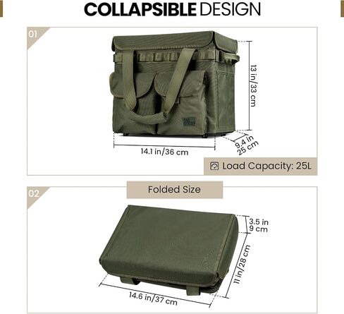 ONETIGRIS Camping Storage Bag with Lid, 25L Collapsible Tactical Tote Bag for Outdoor Camping Travel Picnic Garage Trunk Organizer in Kuwait