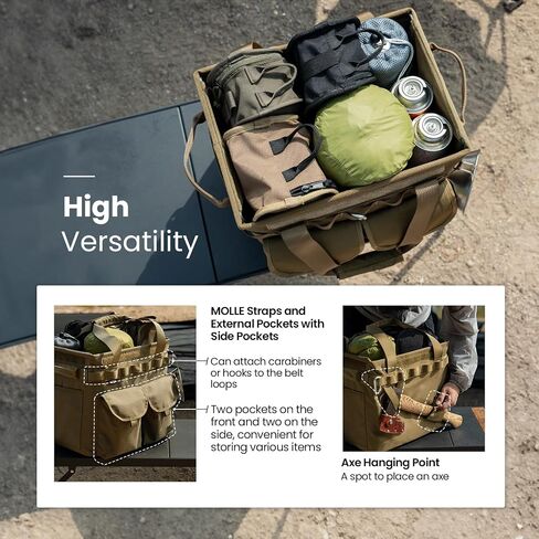ONETIGRIS Camping Storage Bag with Lid, 25L Collapsible Tactical Tote Bag for Outdoor Camping Travel Picnic Garage Trunk Organizer in Kuwait