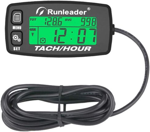Inductive Tachometer Gauge Alert RPM Engine Hour Meter Boat Maintenance Reminder Backlit Digital Resettable Tacho Hour Meters for Motorcycle Marine Glider ATV Snow Blower (Black) in Kuwait