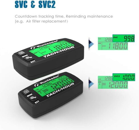 Inductive Tachometer Gauge Alert RPM Engine Hour Meter Boat Maintenance Reminder Backlit Digital Resettable Tacho Hour Meters for Motorcycle Marine Glider ATV Snow Blower (Black) in Kuwait