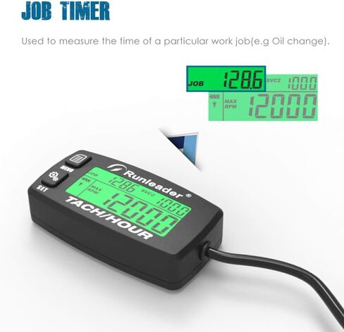 Inductive Tachometer Gauge Alert RPM Engine Hour Meter Boat Maintenance Reminder Backlit Digital Resettable Tacho Hour Meters for Motorcycle Marine Glider ATV Snow Blower (Black) in Kuwait