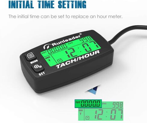 Inductive Tachometer Gauge Alert RPM Engine Hour Meter Boat Maintenance Reminder Backlit Digital Resettable Tacho Hour Meters for Motorcycle Marine Glider ATV Snow Blower (Black) in Kuwait