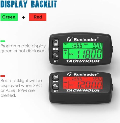 Inductive Tachometer Gauge Alert RPM Engine Hour Meter Boat Maintenance Reminder Backlit Digital Resettable Tacho Hour Meters for Motorcycle Marine Glider ATV Snow Blower (Black) in Kuwait