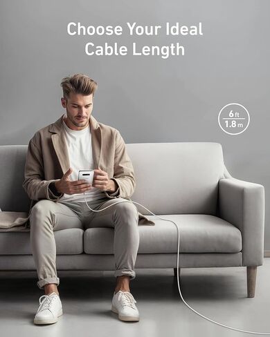 كابل Anker Neat، كابل USB A إلى USB C (6 أقدام، 2 حزمة)، شاحن Car Carplay من النوع C، لهاتف iPhone 15، Samsung Galaxy S23 / S22، Note20 / 10 Series، HTC، والمزيد (يتضمن منظم السلك، أسود منتصف الليل) in Kuwait