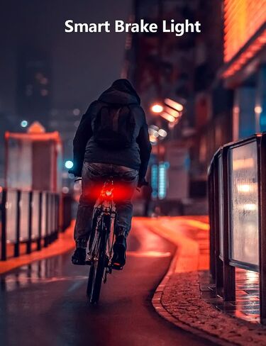 مصباح خلفي للدراجة الذكية من SHENKEY مع مستشعر الفرامل، حامل بطاقة هوائية مخفي، تشغيل/إيقاف تلقائي، مستشعر الإضاءة المحيطة، أضواء خلفية للدراجة قابلة لإعادة الشحن عبر USB، ضوء خلفي مقاوم للماء IPX6 لركوب الدراجات in Saudi Arabia