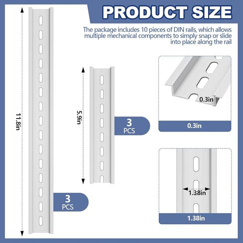 6 قطع Din Rail Mount 6 بوصات و12 بوصة 35 مم 7.5 مم مشقوقة مقذوف الألومنيوم السكك الحديدية المعدنية لمكونات الأجهزة تركيب التبديل تثبيت مرحل الحالة الصلبة الثابتة in Kuwait