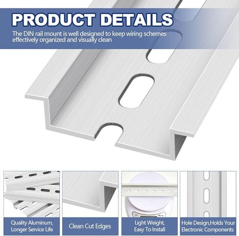 6 قطع Din Rail Mount 6 بوصات و12 بوصة 35 مم 7.5 مم مشقوقة مقذوف الألومنيوم السكك الحديدية المعدنية لمكونات الأجهزة تركيب التبديل تثبيت مرحل الحالة الصلبة الثابتة in Kuwait