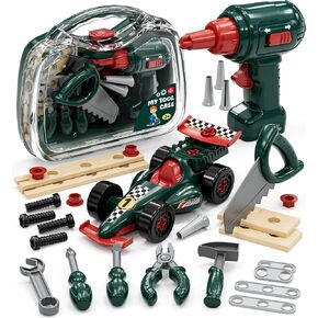 Lehoo Castle Kids Tool Set with Electric Drill & Take Apart Race Car, Construction Toys for Boys 3 4 5 Year Old, STEM Learning Toys for Ages 3+ with Storage Box, Birthday for Toddlers in Kuwait