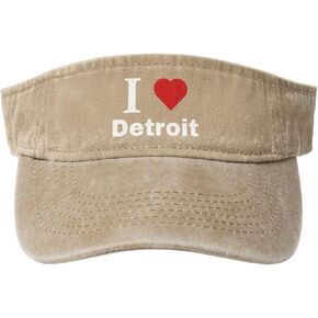 Vintage I Love Detroit Sun Visor Hats for Women Men Cotton Adjustable Sports Empty Top Golf Cap in Saudi Arabia