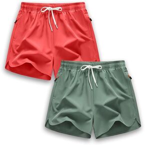 Men's Breathable Quick-Drying Pockets with Zipper Five-inch Shipping Casual Shorts Two-Pack in Kuwait