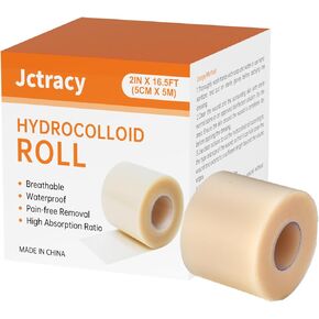ضمادات رول غروانية مائية - رقع Jctracy مقاس 2 بوصة × 19.7 قدمًا للعناية بالجروح ذاتية اللصق، مرنة فائقة الامتصاص ومقاومة للماء، مثالية للعناية بحب الشباب والبثور الحروق، مجموعة الإسعافات الأولية الأساسية. in Kuwait