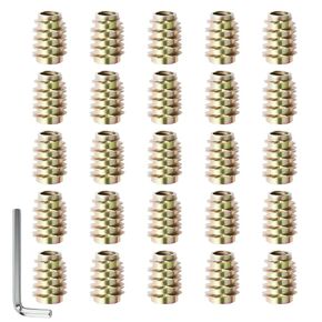 25 Pcs M6 x 10mm Threaded Inserts, Countersunk Head, Hex Drive | Zinc Alloy Threaded Insert Nuts, Hex-Flush, Hex Socket Drive, Screw-in Connector with Hex Wrench for Wood Furniture Repair in Kuwait
