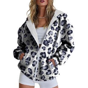 domirica Hoodies for Women Print Oversized Full Zip Hoodie with Pockets Retro Graphic Women's Sweatshirt Long Sleeve Trendy in Kuwait