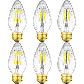 LEOOLS Dimmable E26 led Bulb 6W Equal 60 watt Vintage LED Edison Bulb AC120V 3000K Soft White F15 LED Bulb for Ceiling Fan Light Bulbs,Pendant Bulb and Chandeliers Light Bulb 600LM Clear Medium 6Pack in Kuwait