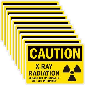 10 Pack Caution X-Ray Radiation Sticker, 5 x 3.5 Inches Vinyl X-Ray Radiation Label Decal for Healthcare Facility Laboratory Industry in Kuwait