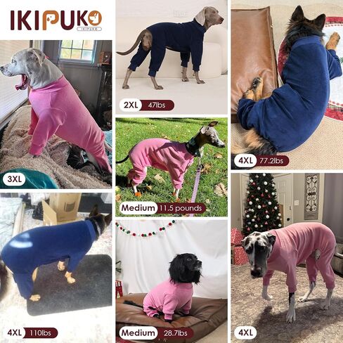 Large Dog Coat Fleece Pajamas Winter Warm Onesie for Dogs Girl Boy Cold Weather Pet Jacket Soft Cozy Pjs Jumpsuit Long Sleeve, NavyBlue XXXL in Saudi Arabia