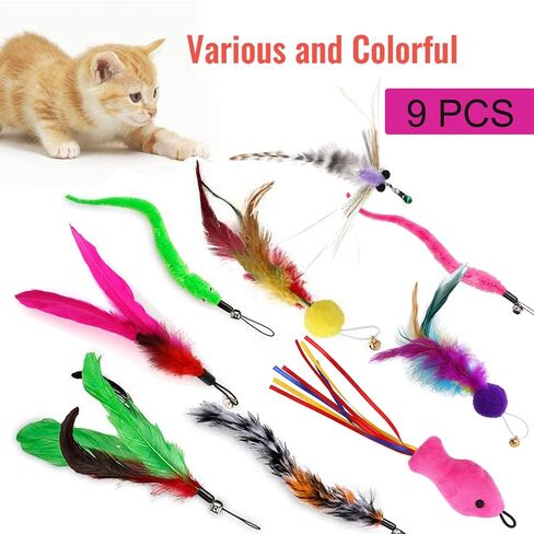 20PCS Cat Toys for Indoor Cats/Kittens - Christmas Stocking Stuffer, Interactive Teaser Wand with Balls & Feather, Fun for Cat Entertainment & Exercise in Saudi Arabia