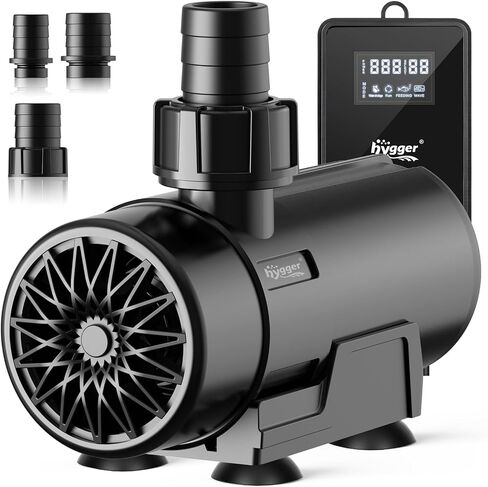 hygger 15W-100W Water Pump with Controller (Up to 3430GPH), Submersible/Inline Return Pump with Adjustable Mode/Flow, 2 Fountain Pump with 2 Inlet Cover and 3 Nozzles, for Fish Tank, Pond, Aquarium in Saudi Arabia