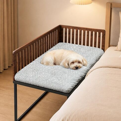 Beside Dog Bed,2 Panel Adjustable Height Dog Bunk Beds,40.1''x28.1'' Metal Dogs Bed Frame with Cushion,Large in Saudi Arabia