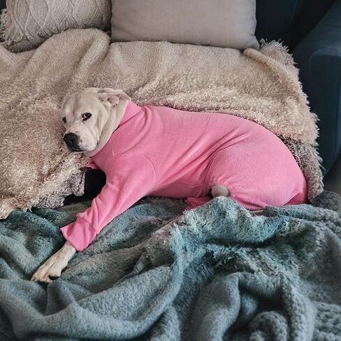 Dog Winter Coat Fleece Pajamas for Large Dogs Female Male Soft Onesie Pjs with Feet Pet Cold Weather Jacket Pullover, NavyBlue L in Saudi Arabia