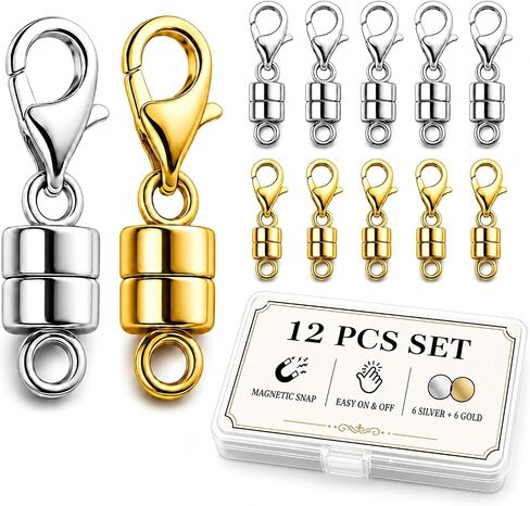 12 Pack Magnetic Necklace Clasps and Closures. Necklace Jewelry Extender with Strong Magnet. Magnetic Necklace Clasp for Jewelry Necklace Bracelet Making. Gold and Silver Plating (Regular) in Saudi Arabia