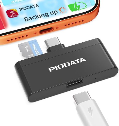 Phone Drive Card Reader: MicroSD USB-C Adaptor for iPhone, iPad & Android, Apple MFi iXflash Q Auto Backup & Passthrough Charging, Portable Flash Storage with Free App Black in Saudi Arabia