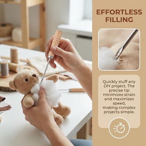 Angoily Stuffing Tool, Cotton Fillings Plug Awl with Wooden Handle Tool Stuffed Doll Filler DIY Toy Filling Device for Cotton Dolls Plush Toys Pillow Stuffer in Saudi Arabia