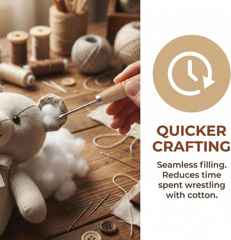 Angoily Stuffing Tool, Cotton Fillings Plug Awl with Wooden Handle Tool Stuffed Doll Filler DIY Toy Filling Device for Cotton Dolls Plush Toys Pillow Stuffer in Saudi Arabia