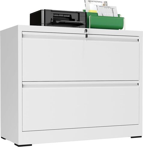 2 Drawer Lateral File Cabinet with Lock, 26.77“W File Cabinets for Home Office Legal/Letter A4 Size, File Cabinet Storage Cabinet,Require Assembly, Black in Saudi Arabia