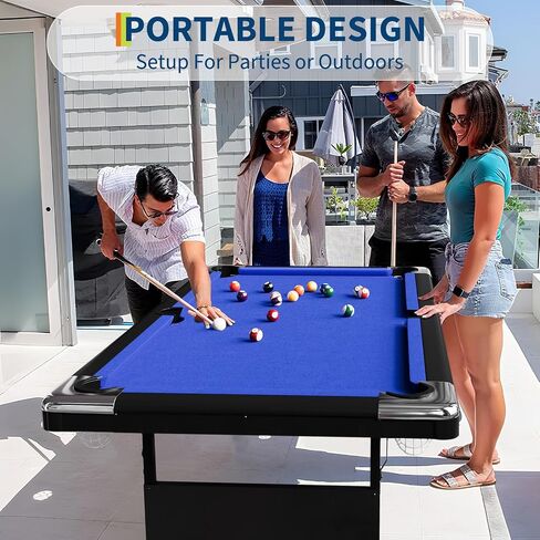 Garvee 6-7 Billiards Table, Adults Folding Billiards Tables, Portable Pool Table, Pool Tables Set for Family Game Room, Adult Rrec Room, Basements, Man Cave or Garage, Green in Kuwait