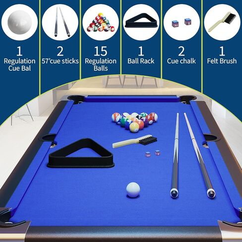 Garvee 6-7 Billiards Table, Adults Folding Billiards Tables, Portable Pool Table, Pool Tables Set for Family Game Room, Adult Rrec Room, Basements, Man Cave or Garage, Green in Kuwait