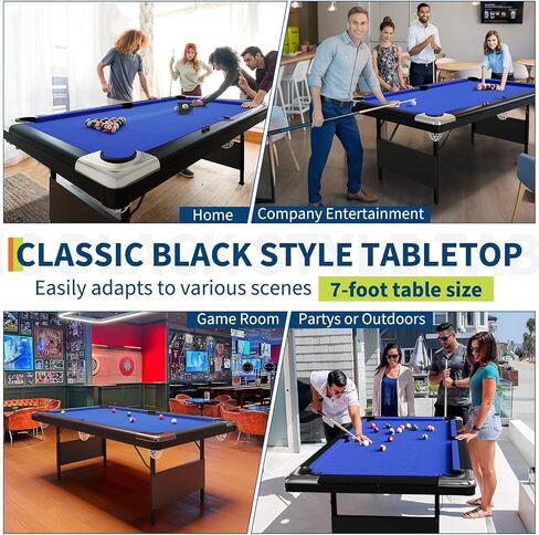 Garvee 6-7 Billiards Table, Adults Folding Billiards Tables, Portable Pool Table, Pool Tables Set for Family Game Room, Adult Rrec Room, Basements, Man Cave or Garage, Green in Kuwait