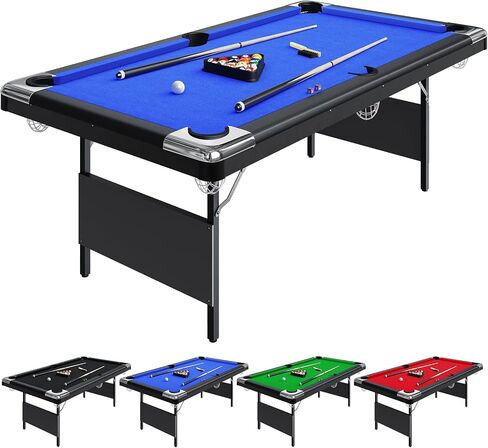 Garvee 6-7 Billiards Table, Adults Folding Billiards Tables, Portable Pool Table, Pool Tables Set for Family Game Room, Adult Rrec Room, Basements, Man Cave or Garage, Green in Kuwait