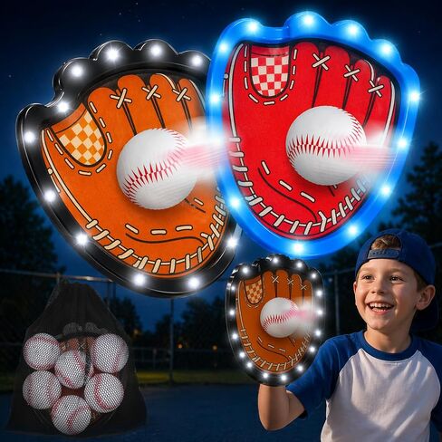 Toss and Catch Ball Game, Outdoor Toys for Kids, Beach Pool Yard Games for Teens & Family, Toddler Baseball Glove Birthday Gifts for 3 4 5 6 7 8+ Year Old Boys & Girls (4 Paddles & 6 Balls) in Kuwait