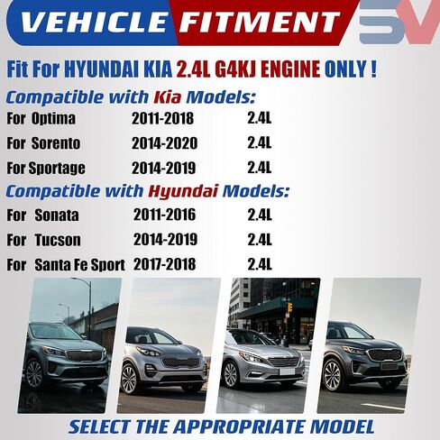 مجموعة إصلاح إعادة بناء المحرك مع العمود المرفقي وقضبان التوصيل مناسبة لشركة Hyundai Tucson Sonata Santa Fe Kia Sorento Optima & Sportage G4KJ 2.4L 2011-2020 23510-2G500 23111-2G200 in Kuwait