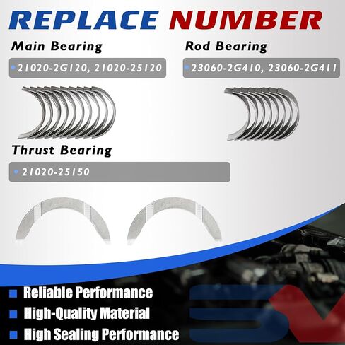 مجموعة إصلاح إعادة بناء المحرك مع العمود المرفقي وقضبان التوصيل مناسبة لشركة Hyundai Tucson Sonata Santa Fe Kia Sorento Optima & Sportage G4KJ 2.4L 2011-2020 23510-2G500 23111-2G200 in Kuwait