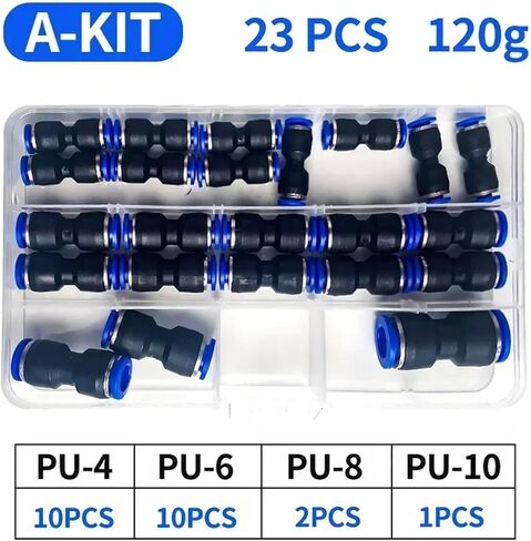 PU Boxed Set Air Straight Pneumatic Fittings PU Series Water Pipes Quick Release Connector Plastic Hose Couplings PU 4 6 8 10mm(C kit (100pcs)) in Kuwait