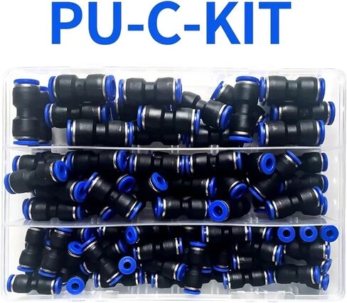 PU Boxed Set Air Straight Pneumatic Fittings PU Series Water Pipes Quick Release Connector Plastic Hose Couplings PU 4 6 8 10mm(C kit (100pcs)) in Kuwait