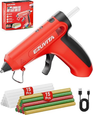 4V Pink Cordless Hot Glue Gun Kit with 30 Multi-Color Glue Gun Sticks, Fast Preheating, USB-C Rechargeable with 2600mAh Built-in Battery, Less-Drip Hot Melt Glue Gun for DIY, Crafting, Art in Saudi Arabia